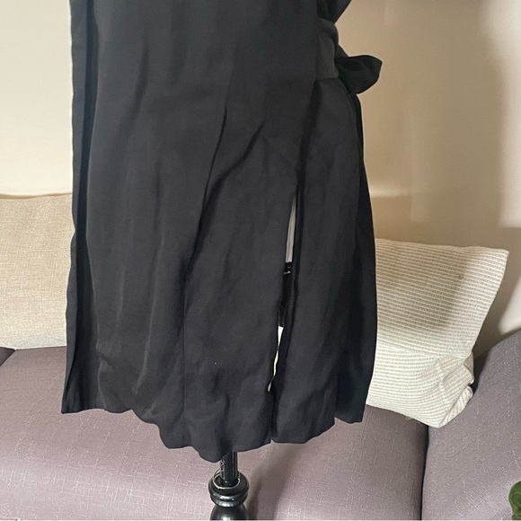 Wilfred Aritzia Niveau Black Linen Blend Longline Vest Pockets Tie Sz S - Picture 5 of 10